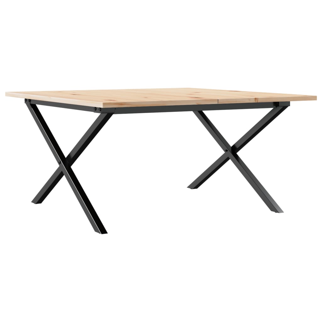Couchtisch X-Gestell 80x80x45cm Massivholz Kiefer und Stahl