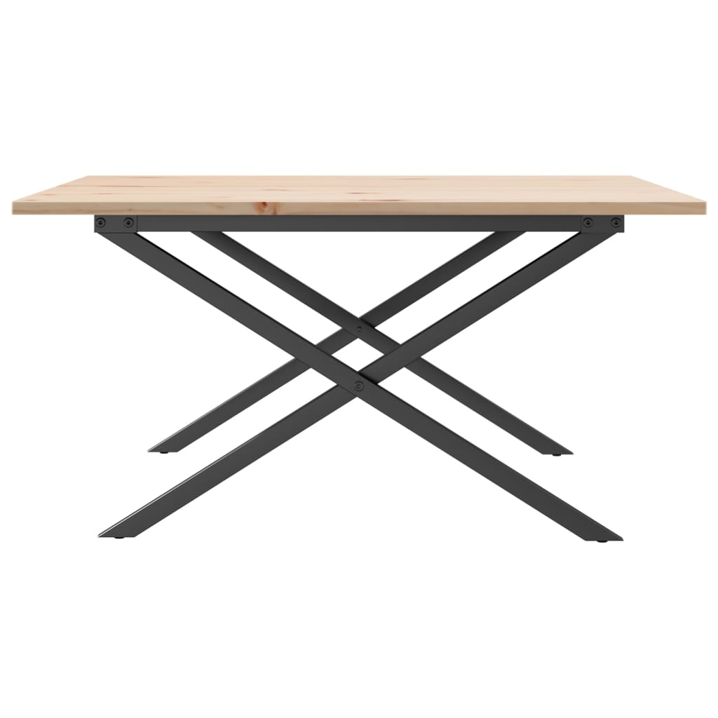 Couchtisch X-Gestell 90x90x45cm Massivholz Kiefer und Stahl