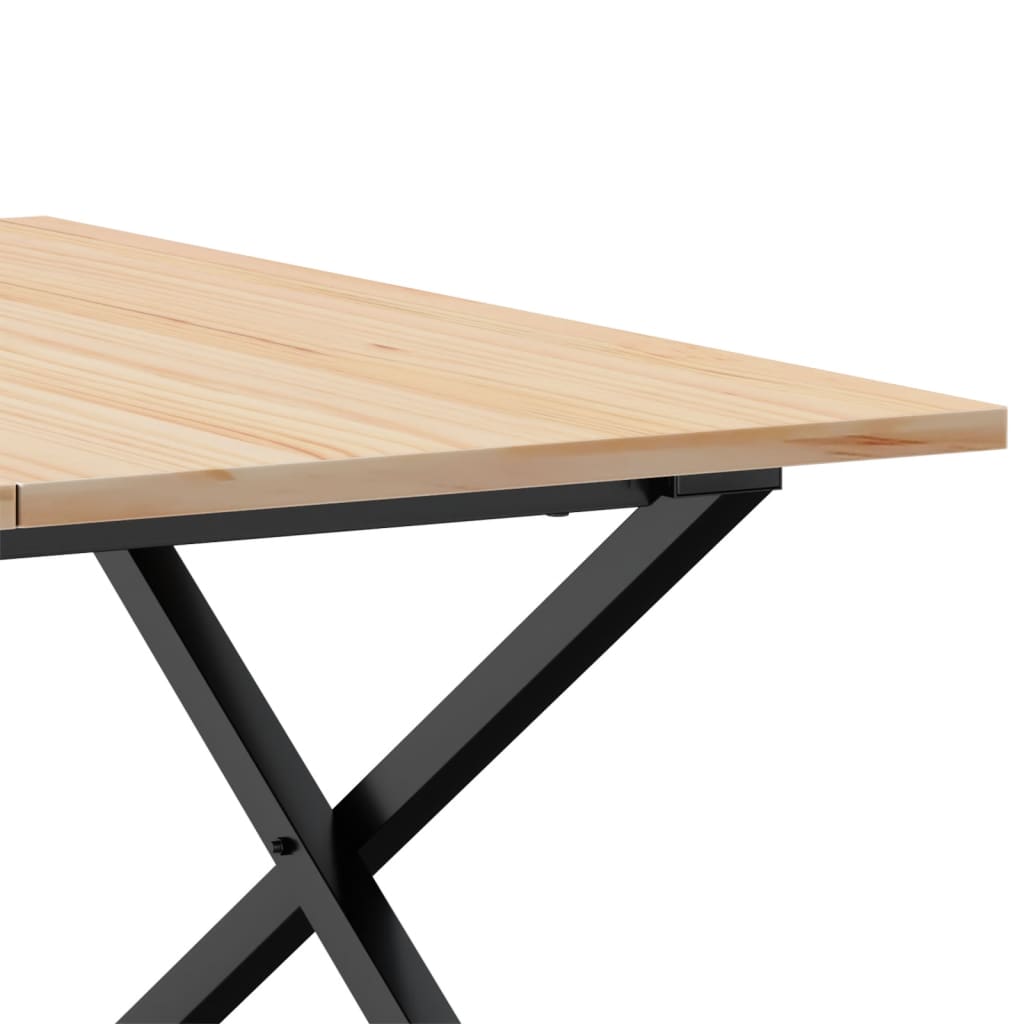 Couchtisch X-Gestell 90x90x45cm Massivholz Kiefer und Stahl