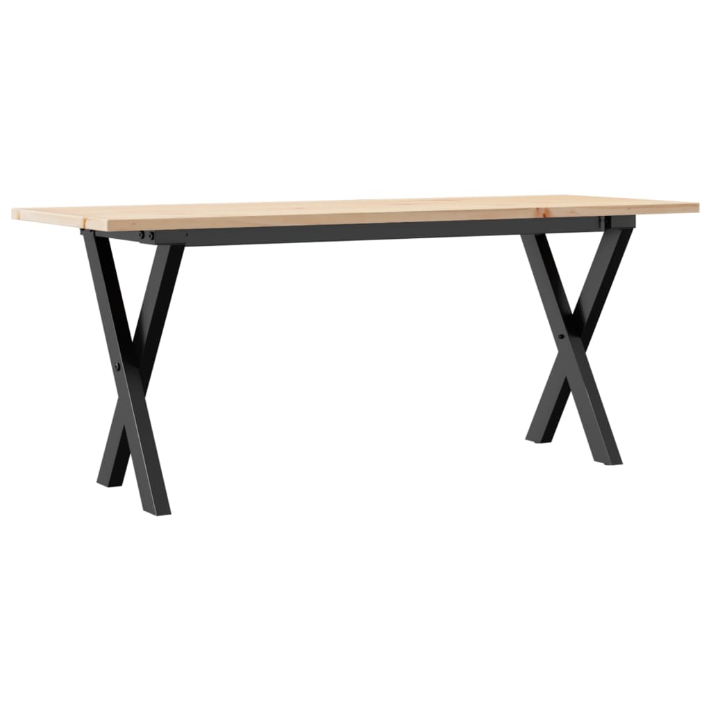Couchtisch X-Gestell 110x40x45 cm Massivholz Kiefer & Stahl
