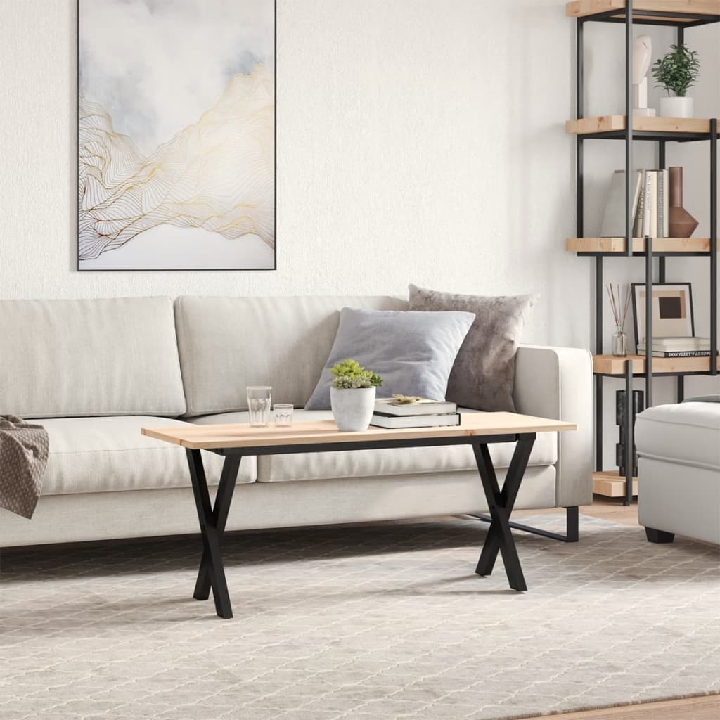 Couchtisch X-Gestell 110x40x45 cm Massivholz Kiefer & Stahl