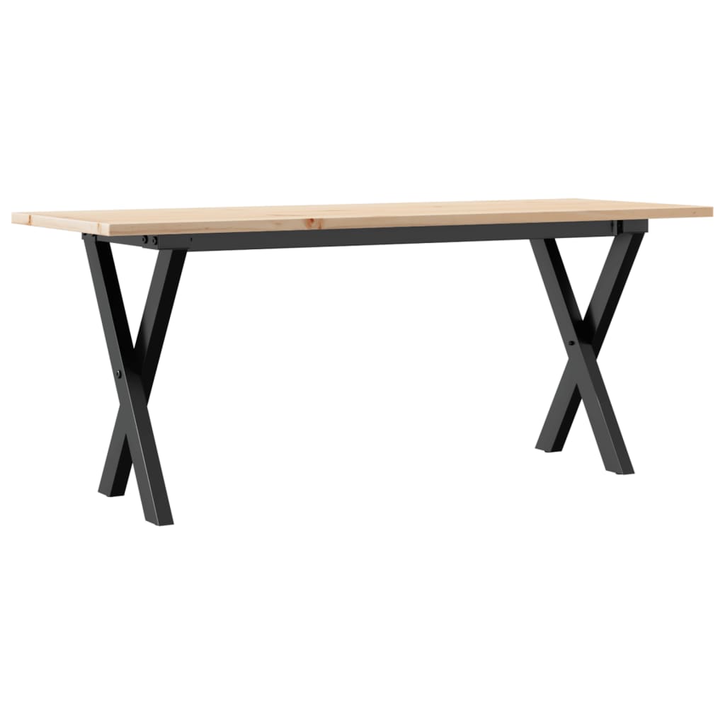 Couchtisch X-Gestell 110x40x45 cm Massivholz Kiefer & Stahl