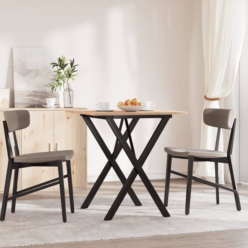Esstisch X-Gestell 70x70x75 cm Massivholz Kiefer und Stahl