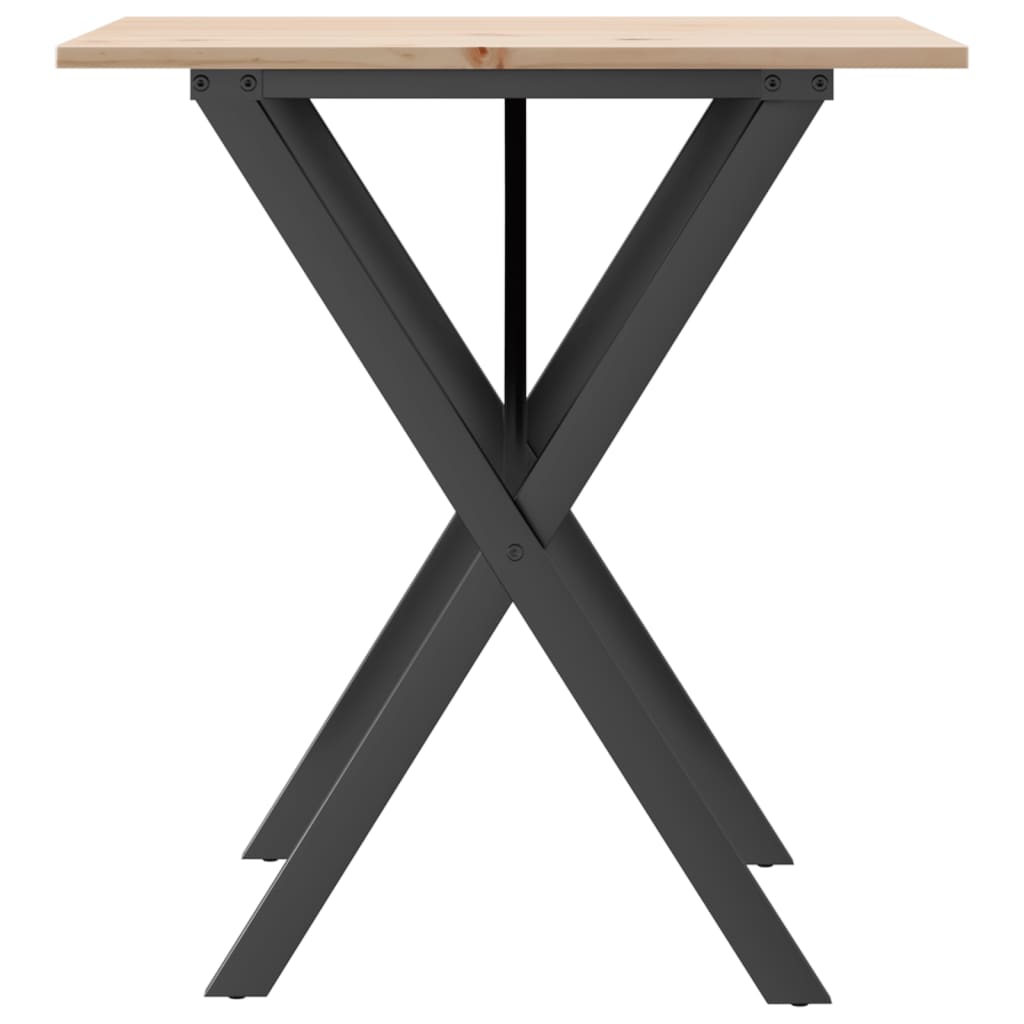 Esstisch X-Gestell 70x70x75 cm Massivholz Kiefer und Stahl