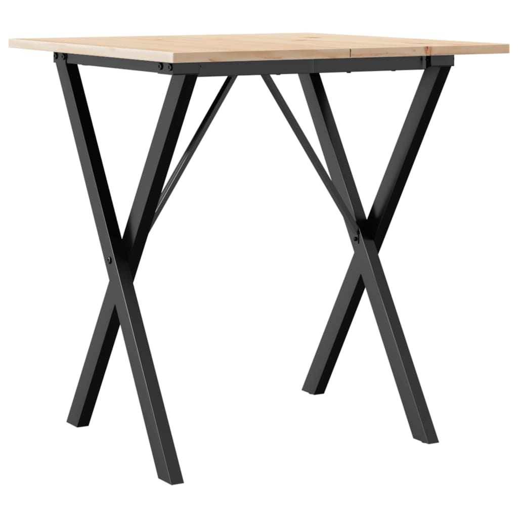 Esstisch X-Gestell 70x70x75 cm Massivholz Kiefer und Stahl