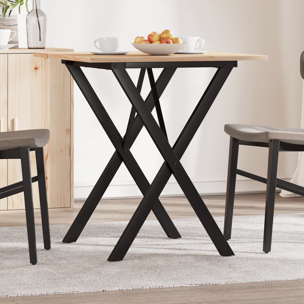Esstisch X-Gestell 70x70x75 cm Massivholz Kiefer und Stahl