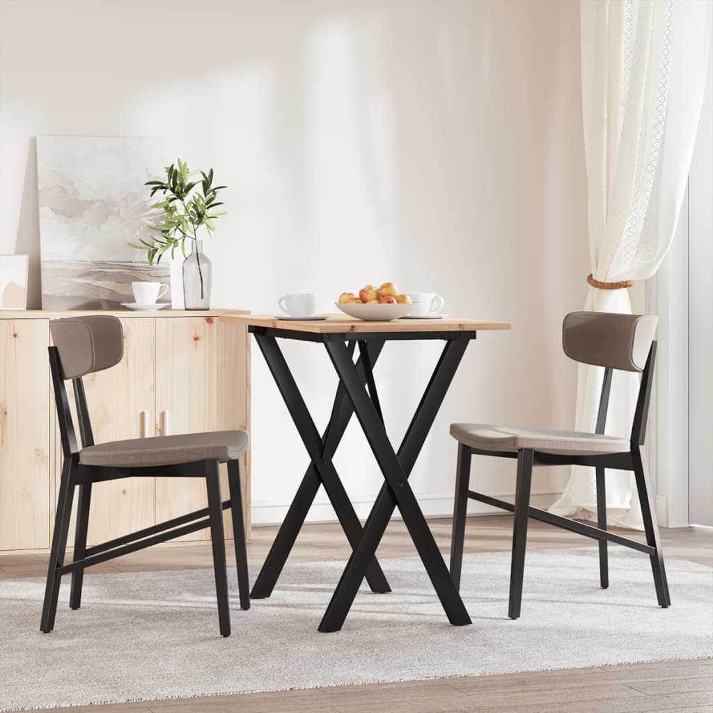 Esstisch X-Gestell 80x50x75 cm Massivholz Kiefer und Stahl