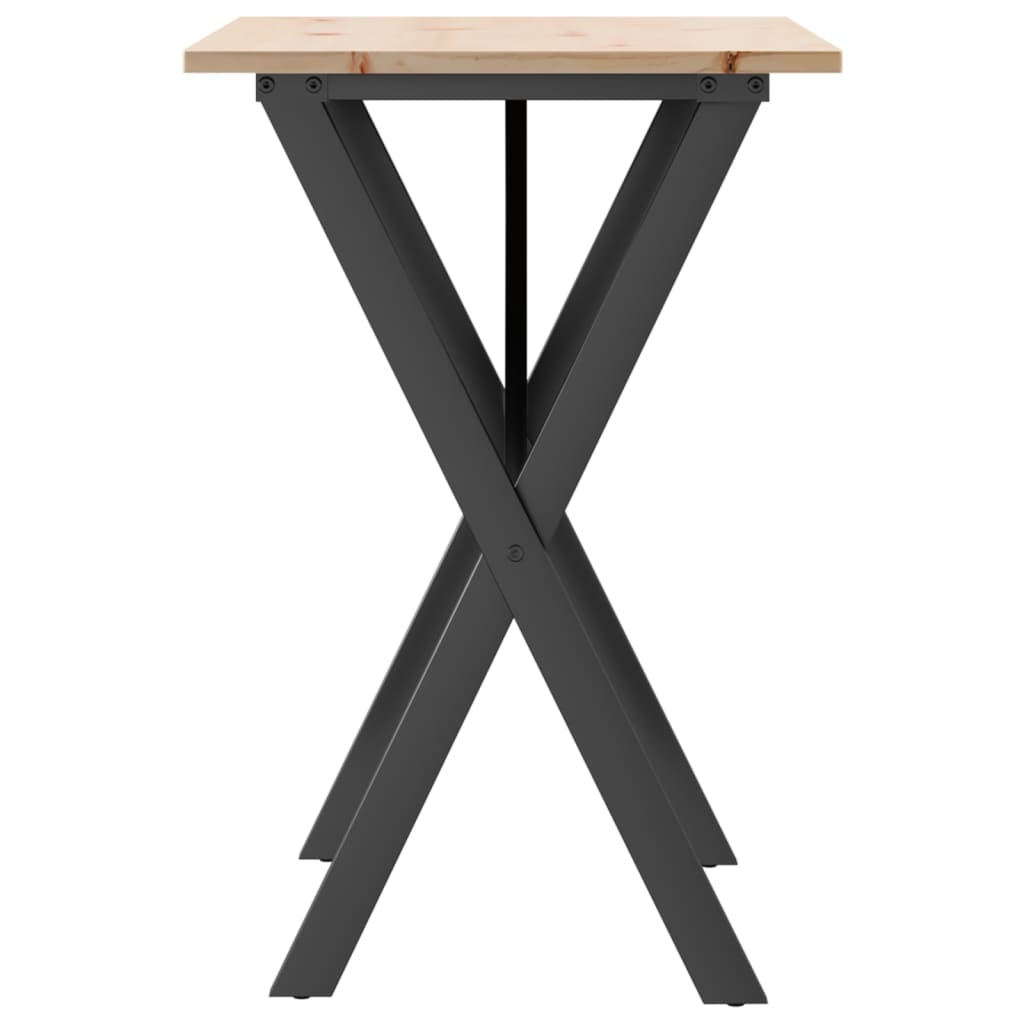 Esstisch X-Gestell 80x50x75 cm Massivholz Kiefer und Stahl