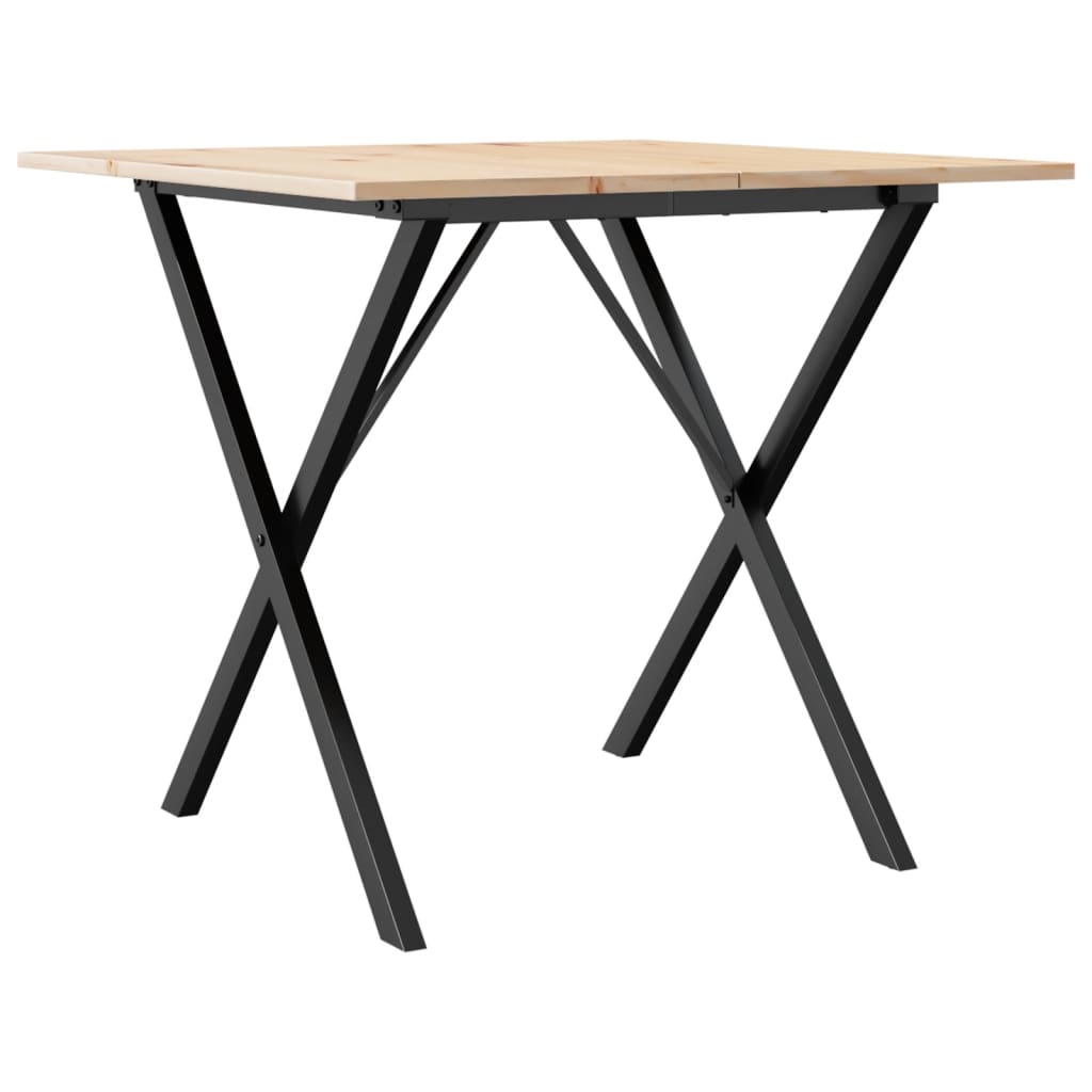 Esstisch X-Gestell 90x90x75cm Massivholz Kiefer und Stahl