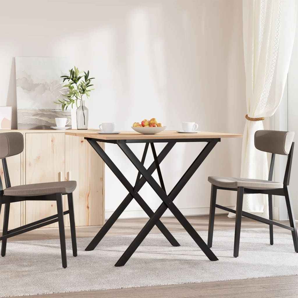 Esstisch X-Gestell 90x90x75cm Massivholz Kiefer und Stahl