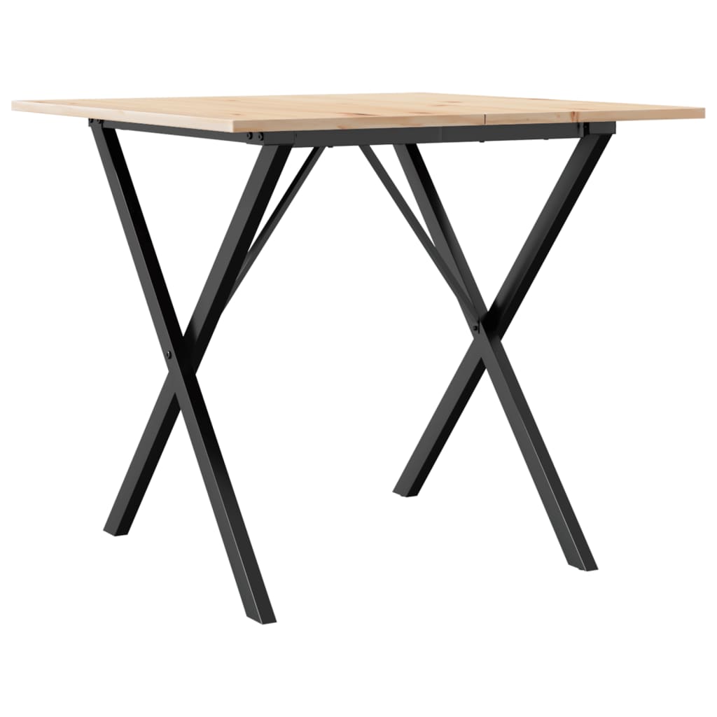 Esstisch X-Gestell 90x90x75cm Massivholz Kiefer und Stahl