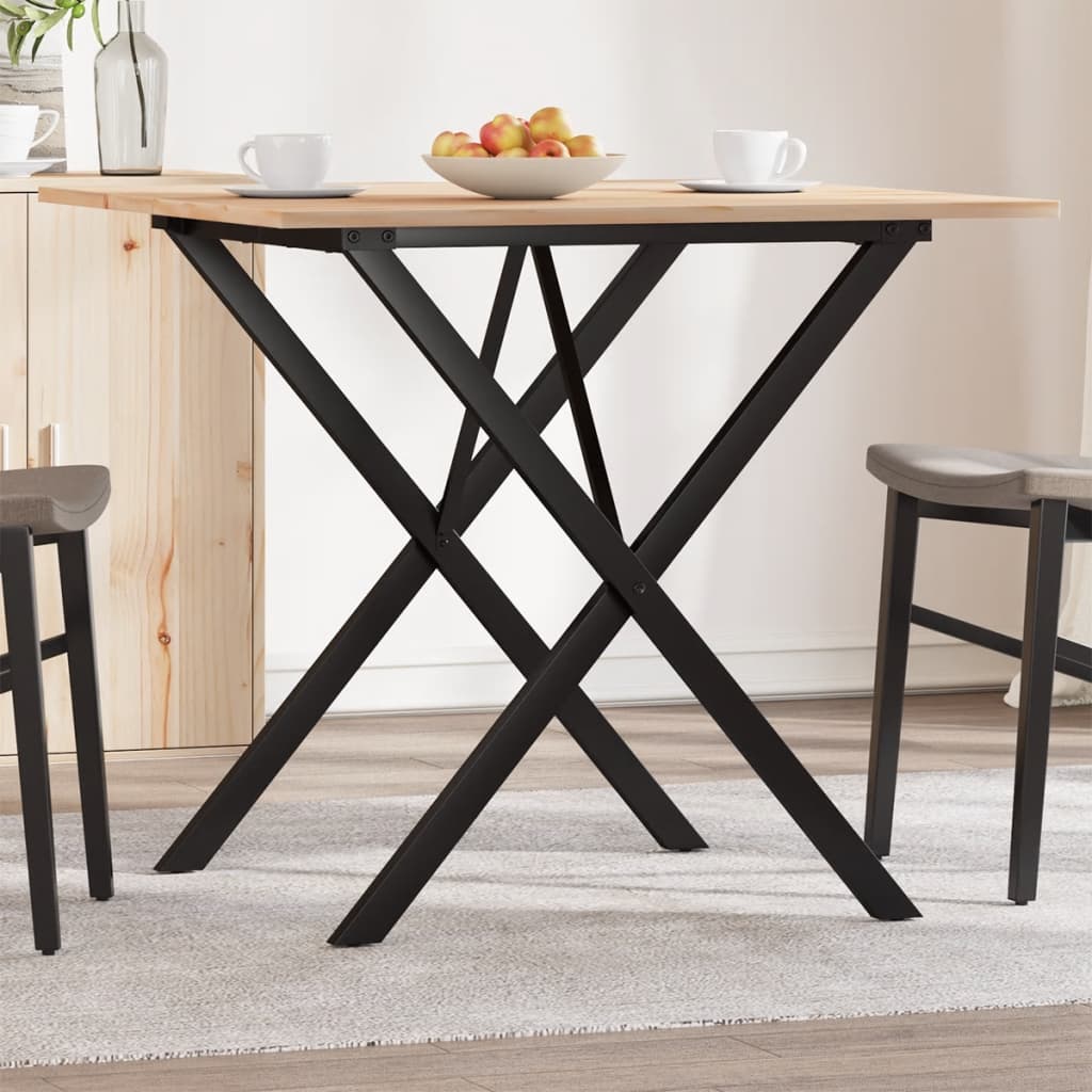 Esstisch X-Gestell 90x90x75cm Massivholz Kiefer und Stahl