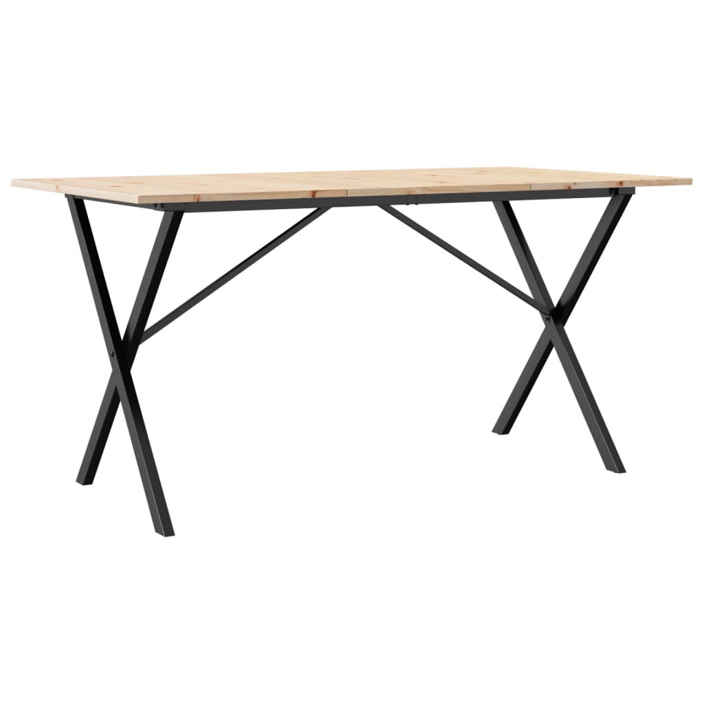 Esstisch X-Gestell 140x80x75 cm Massivholz Kiefer und Stahl