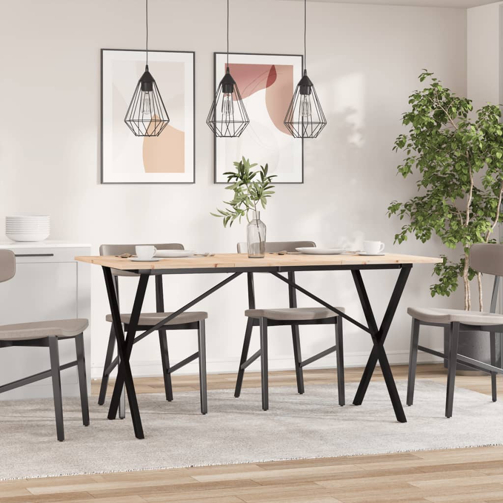 Esstisch X-Gestell 140x80x75 cm Massivholz Kiefer und Stahl
