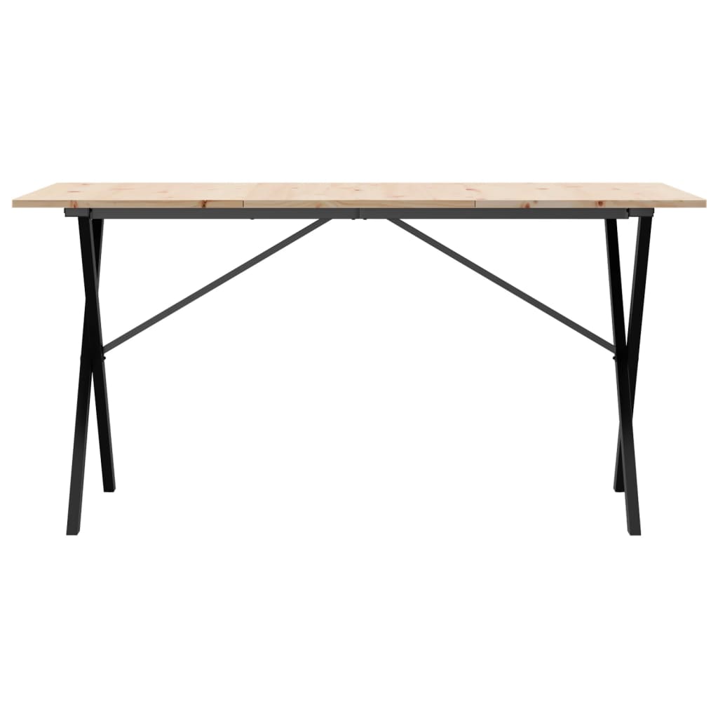 Esstisch X-Gestell 140x80x75 cm Massivholz Kiefer und Stahl