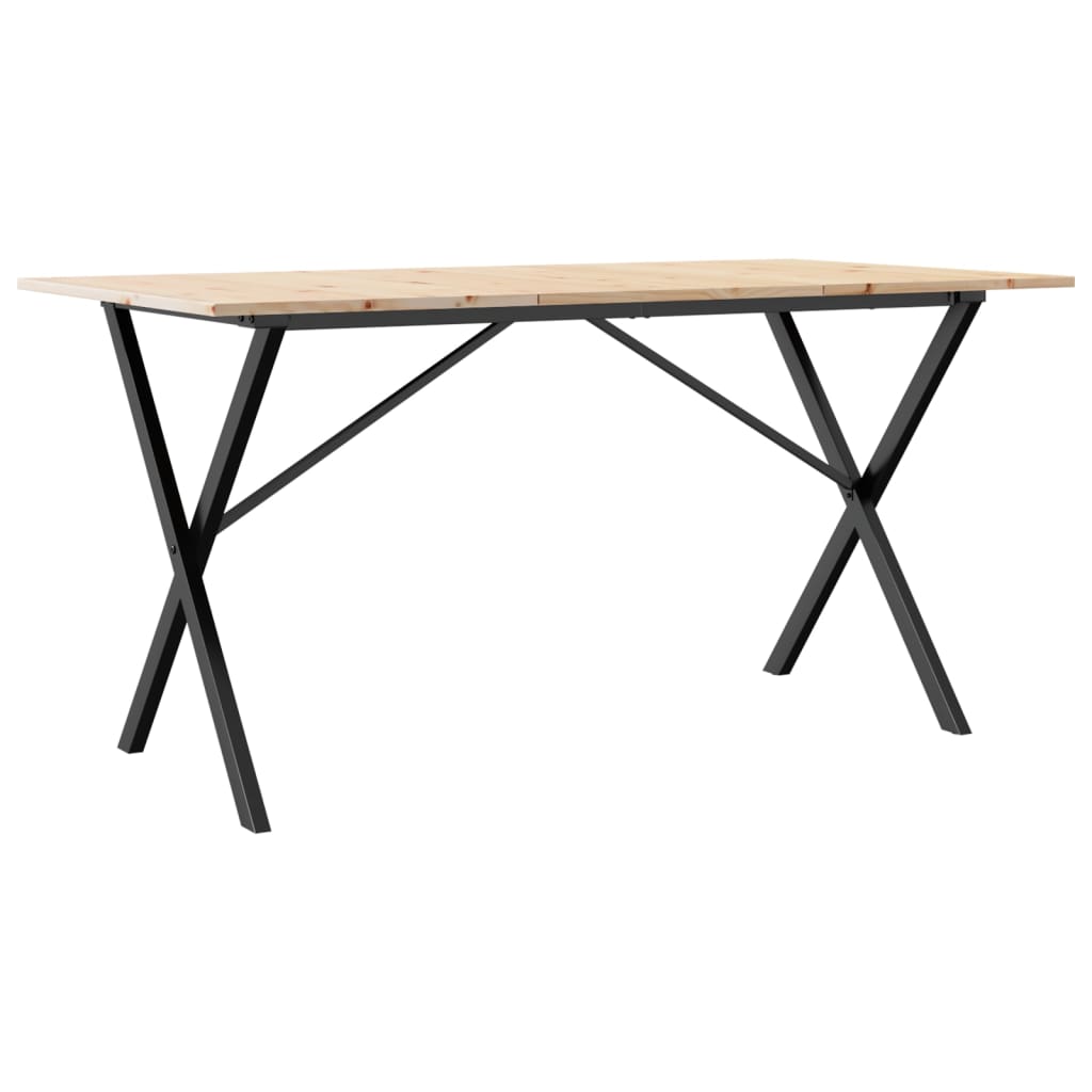 Esstisch X-Gestell 140x80x75 cm Massivholz Kiefer und Stahl
