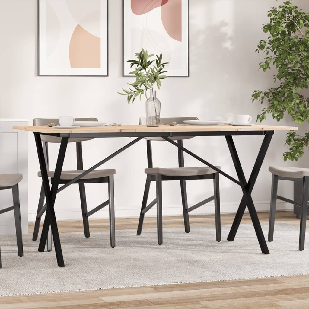Esstisch X-Gestell 160x80x75 cm Massivholz Kiefer und Stahl