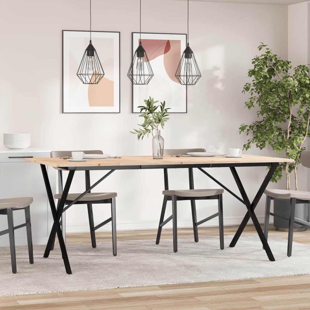 Esstisch X-Gestell 180x90x75 cm Massivholz Kiefer und Stahl