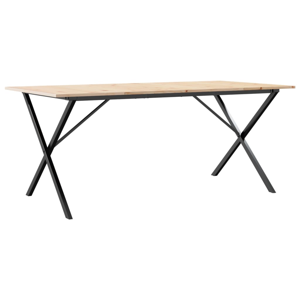 Esstisch X-Gestell 180x90x75 cm Massivholz Kiefer und Stahl