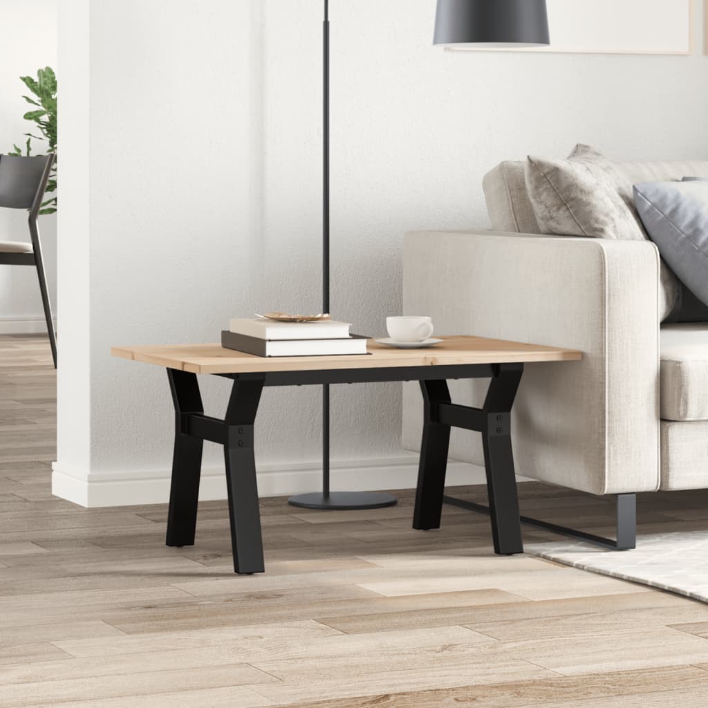 Couchtisch Y-Gestell 80x50x40cm Massivholz Kiefer und Stahl