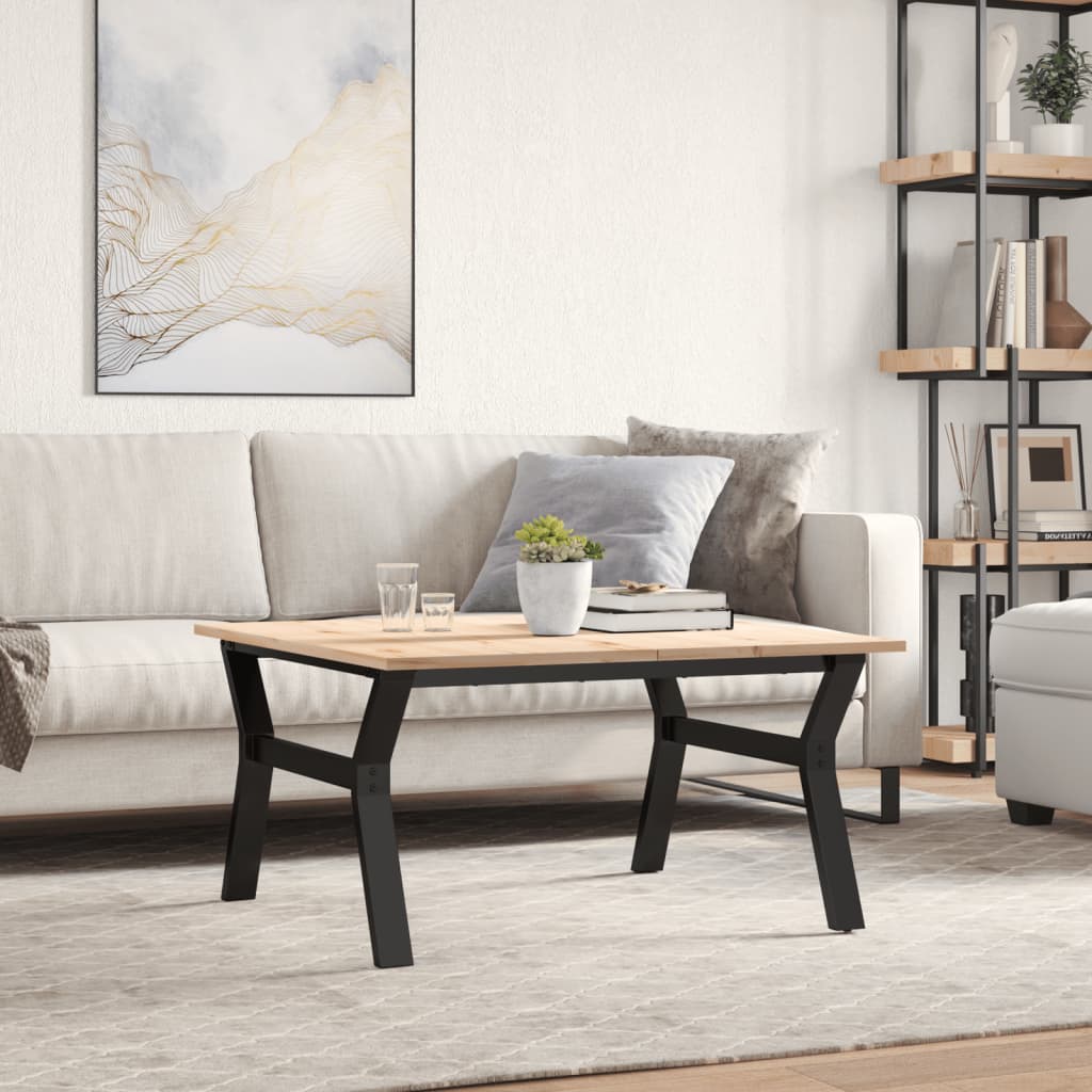 Couchtisch Y-Gestell 80x80x45cm Massivholz Kiefer und Stahl