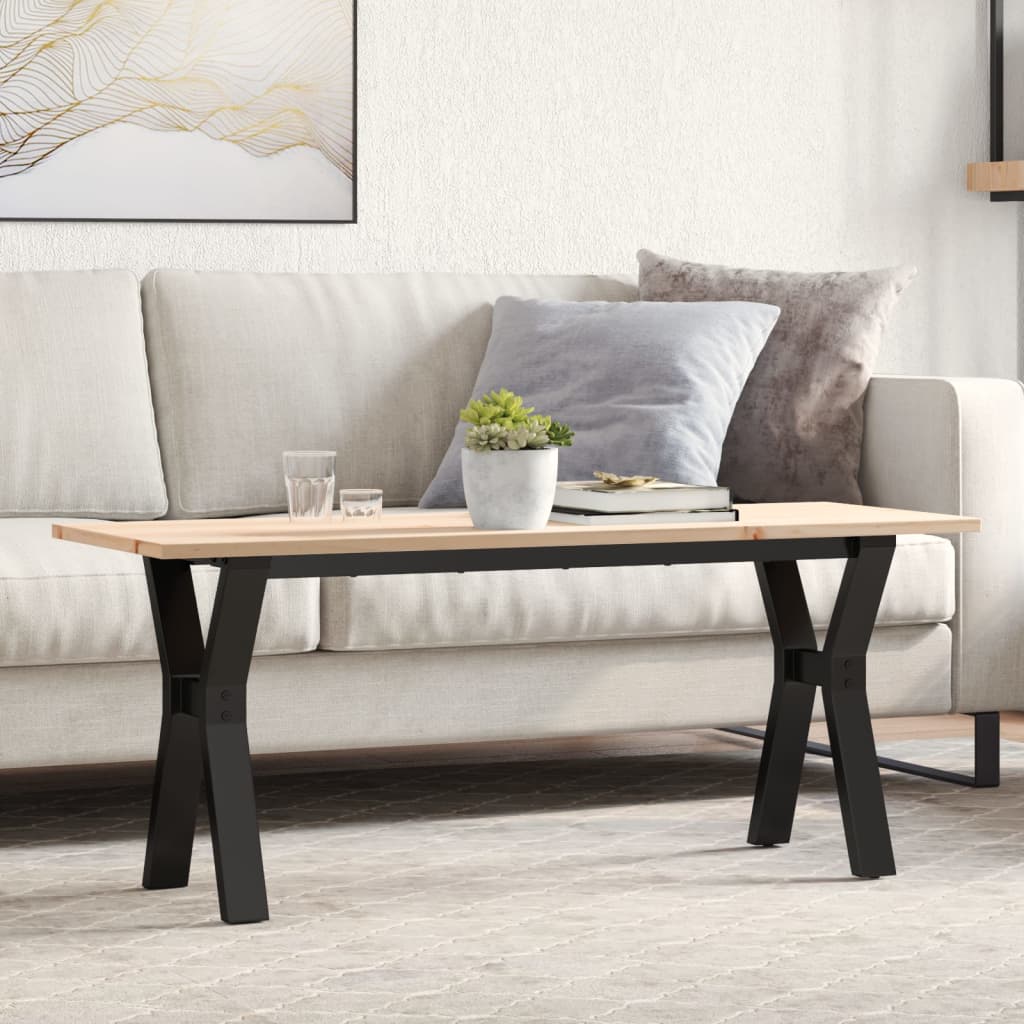 Couchtisch Y-Gestell 110x40x45 cm Massivholz Kiefer & Stahl