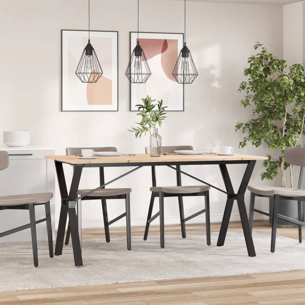 Esstisch Y-Gestell 140x80x75 cm Massivholz Kiefer und Stahl