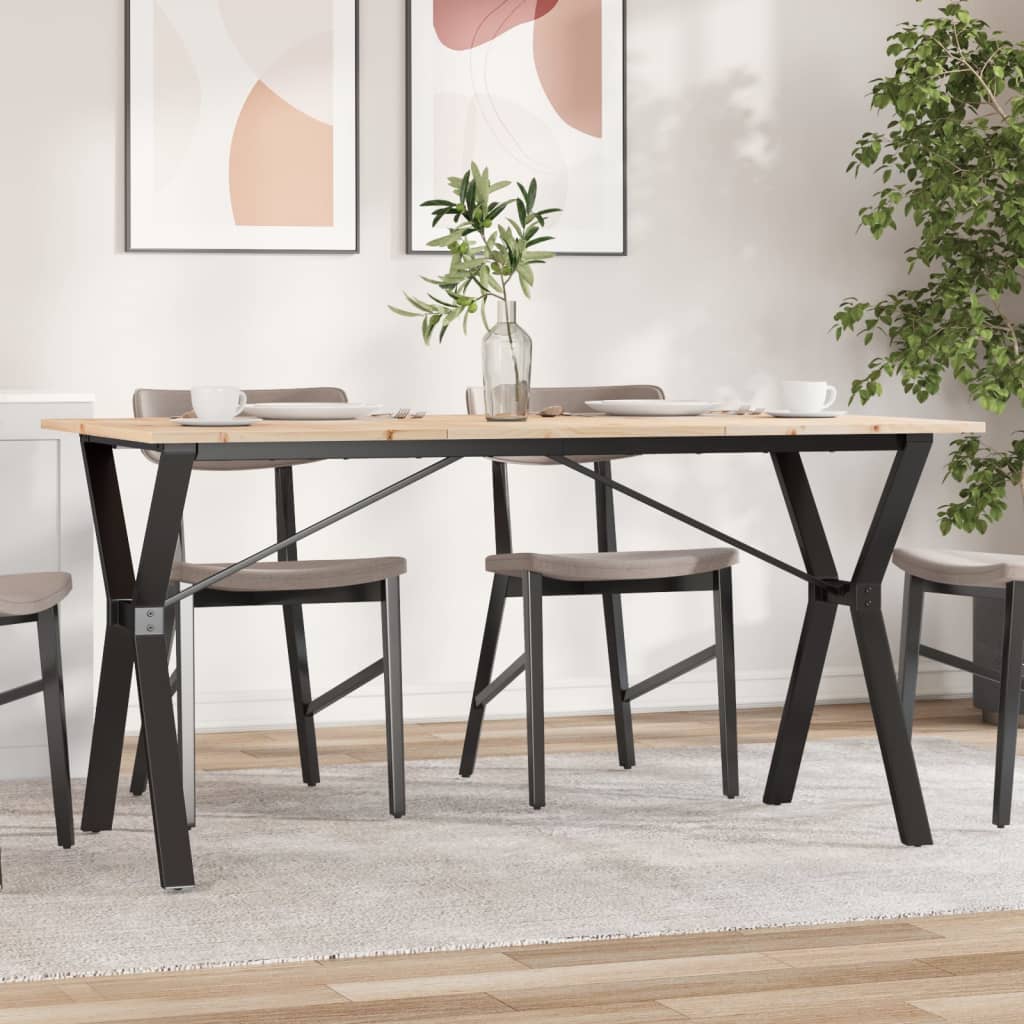 Esstisch Y-Gestell 140x80x75 cm Massivholz Kiefer und Stahl