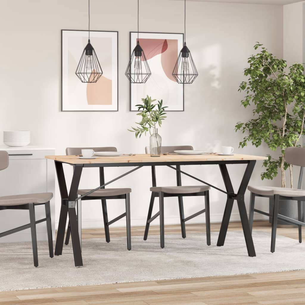 Dining table Y-frame 160x80x75 cm solid pine and steel