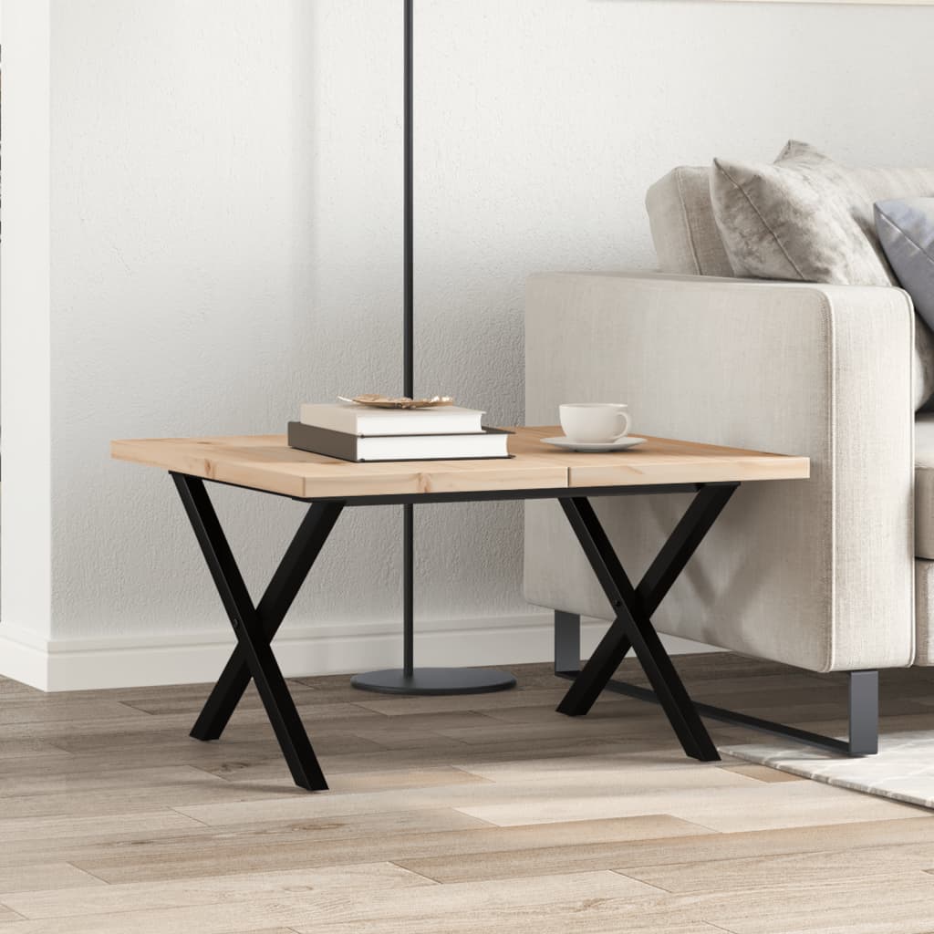 Couchtisch X-Gestell 60x60x40,5cm Massivholz Kiefer & Stahl