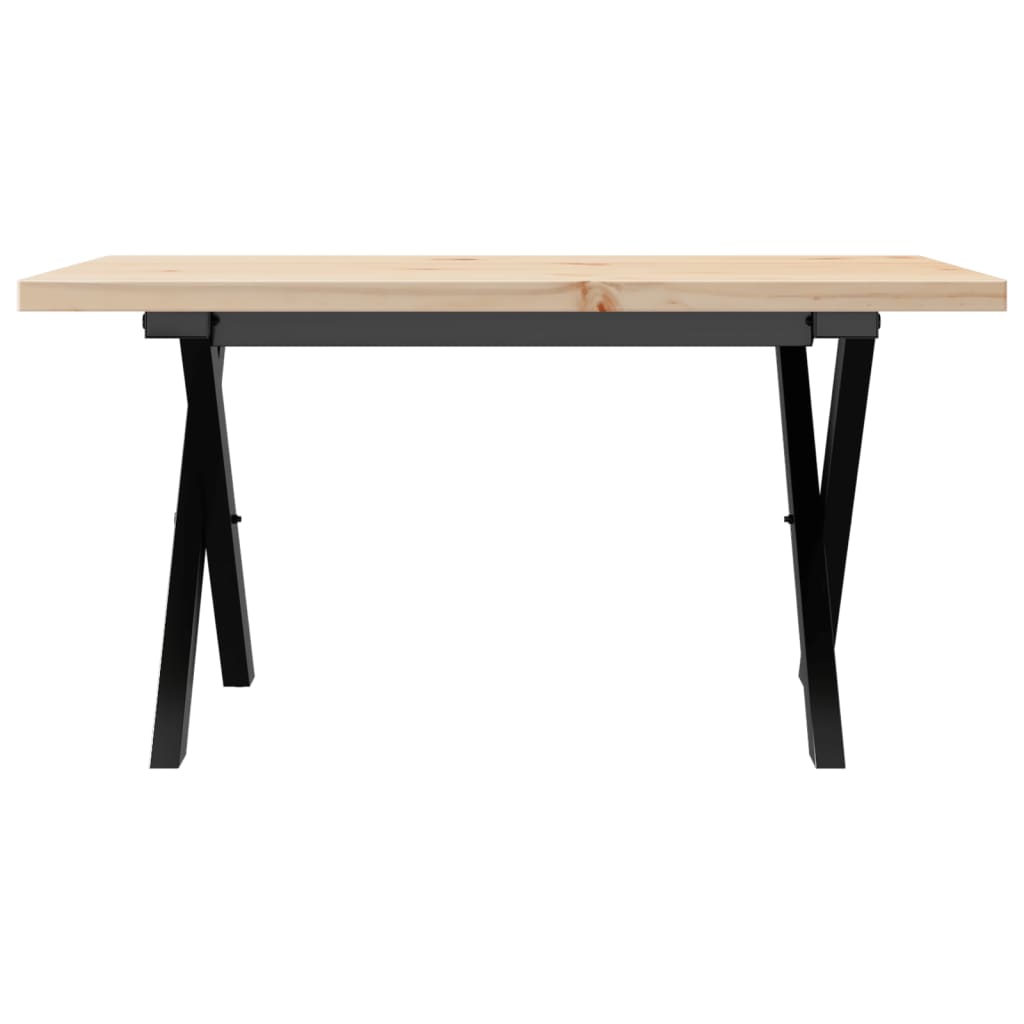 Couchtisch X-Gestell 80x50x40,5cm Massivholz Kiefer & Stahl