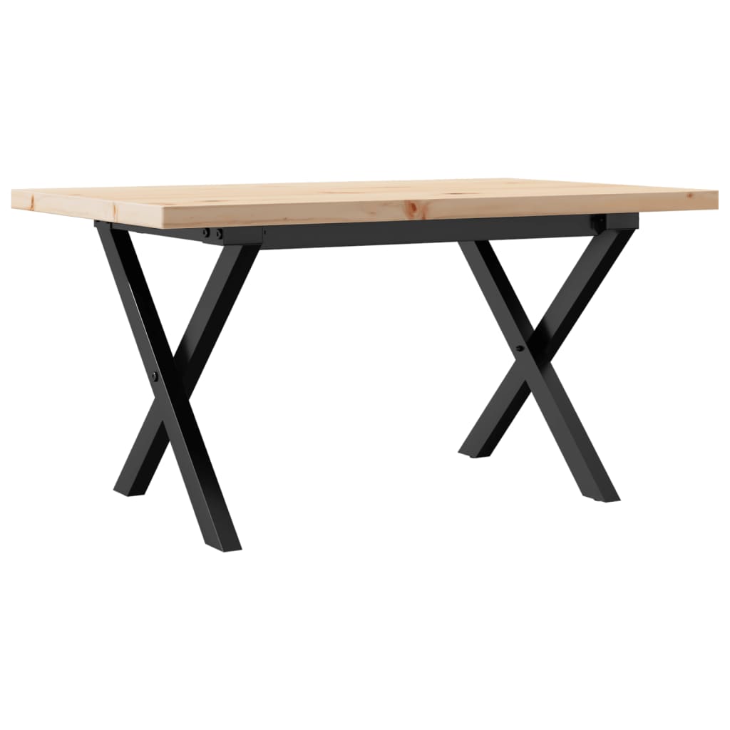 Couchtisch X-Gestell 80x50x40,5cm Massivholz Kiefer & Stahl