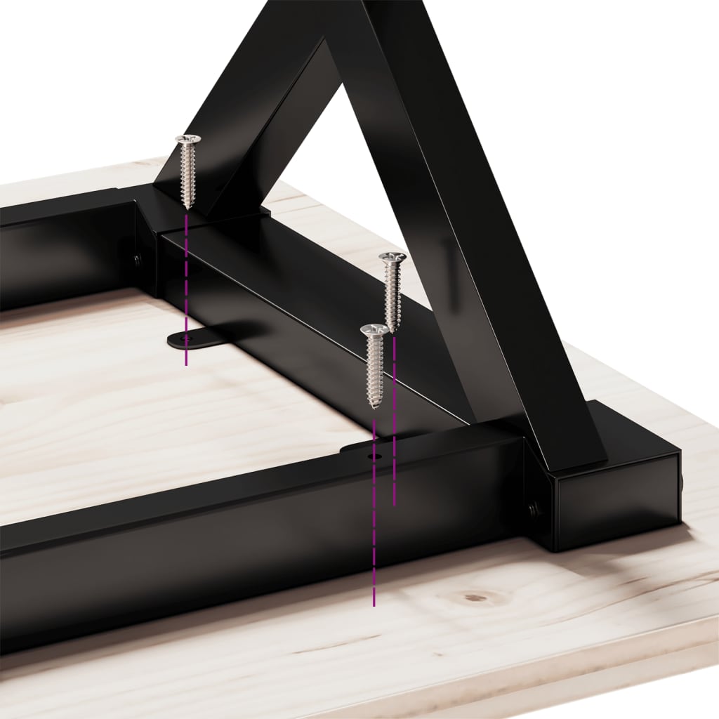 Couchtisch X-Gestell 80x50x40,5cm Massivholz Kiefer & Stahl