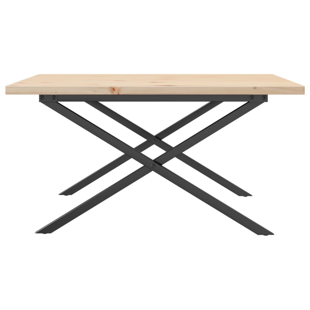 Couchtisch X-Gestell 80x80x45,5cm Massivholz Kiefer & Stahl