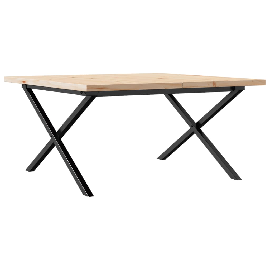 Couchtisch X-Gestell 80x80x45,5cm Massivholz Kiefer & Stahl