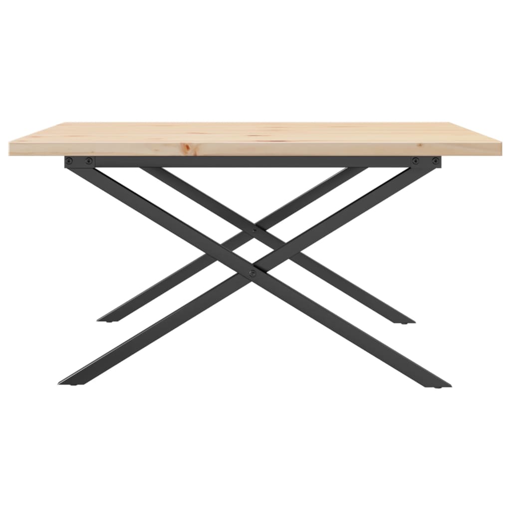 Couchtisch X-Gestell 90x90x45,5cm Massivholz Kiefer & Stahl