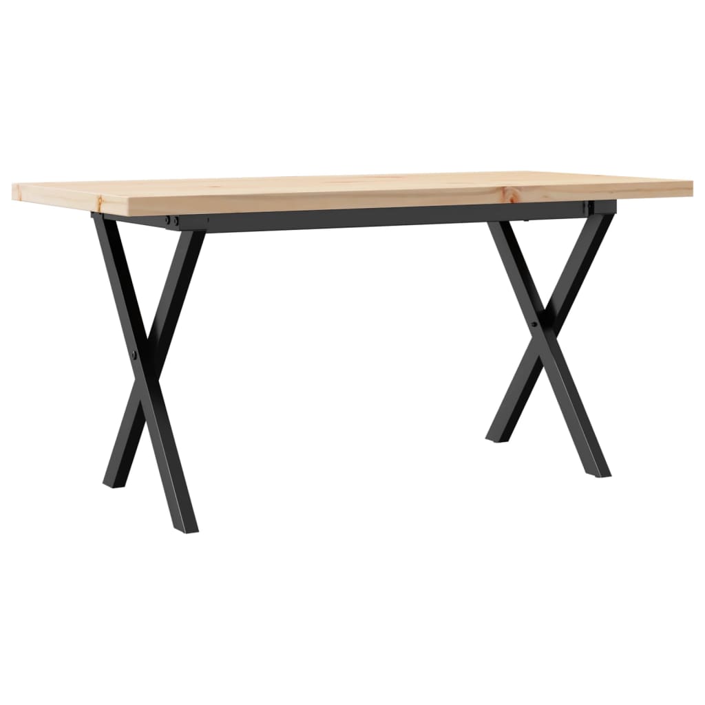 Couchtisch X-Gestell 100x50x45,5 cm Massivholz Kiefer Stahl