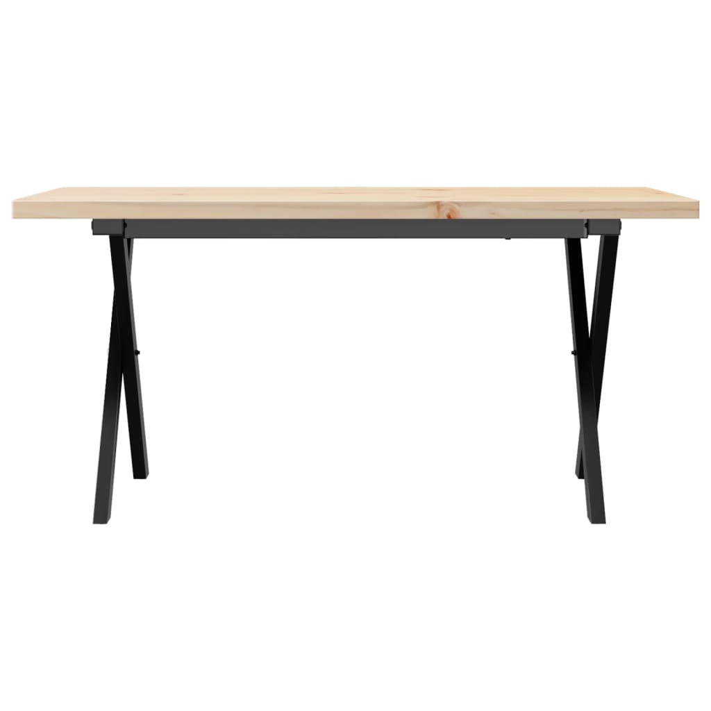 Couchtisch X-Gestell 100x50x45,5 cm Massivholz Kiefer Stahl