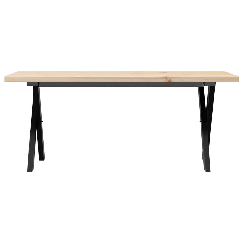 Couchtisch X-Gestell 110x40x45,5 cm Massivholz Kiefer Stahl