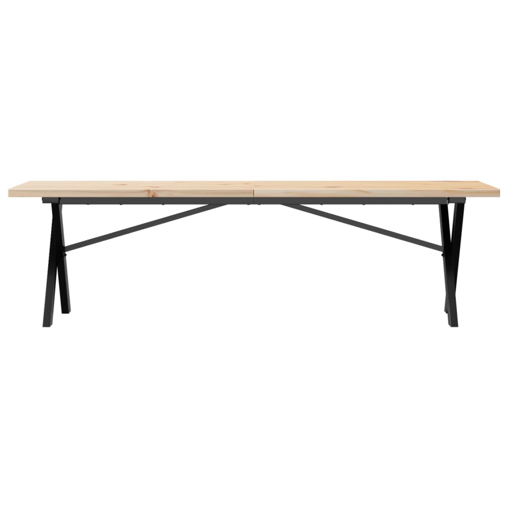 Couchtisch X-Gestell 160x40x45,5 cm Massivholz Kiefer Stahl