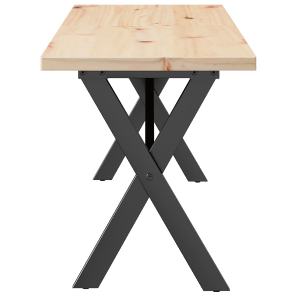 Couchtisch X-Gestell 160x40x45,5 cm Massivholz Kiefer Stahl