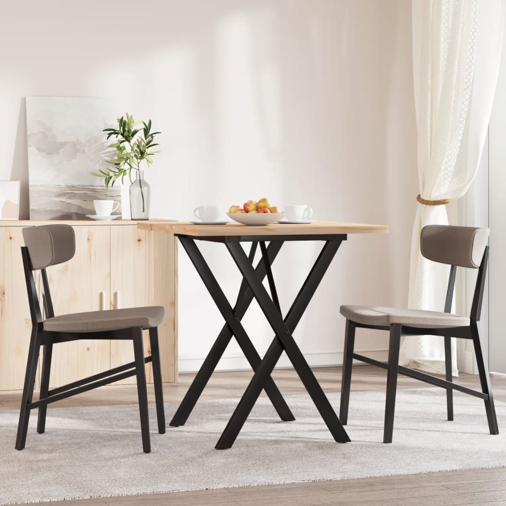 Esstisch X-Gestell 70x70x75,5cm Massivholz Kiefer und Stahl