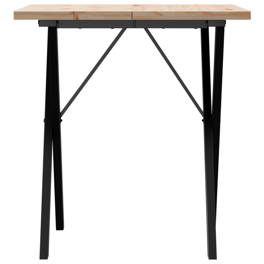 Esstisch X-Gestell 70x70x75,5cm Massivholz Kiefer und Stahl