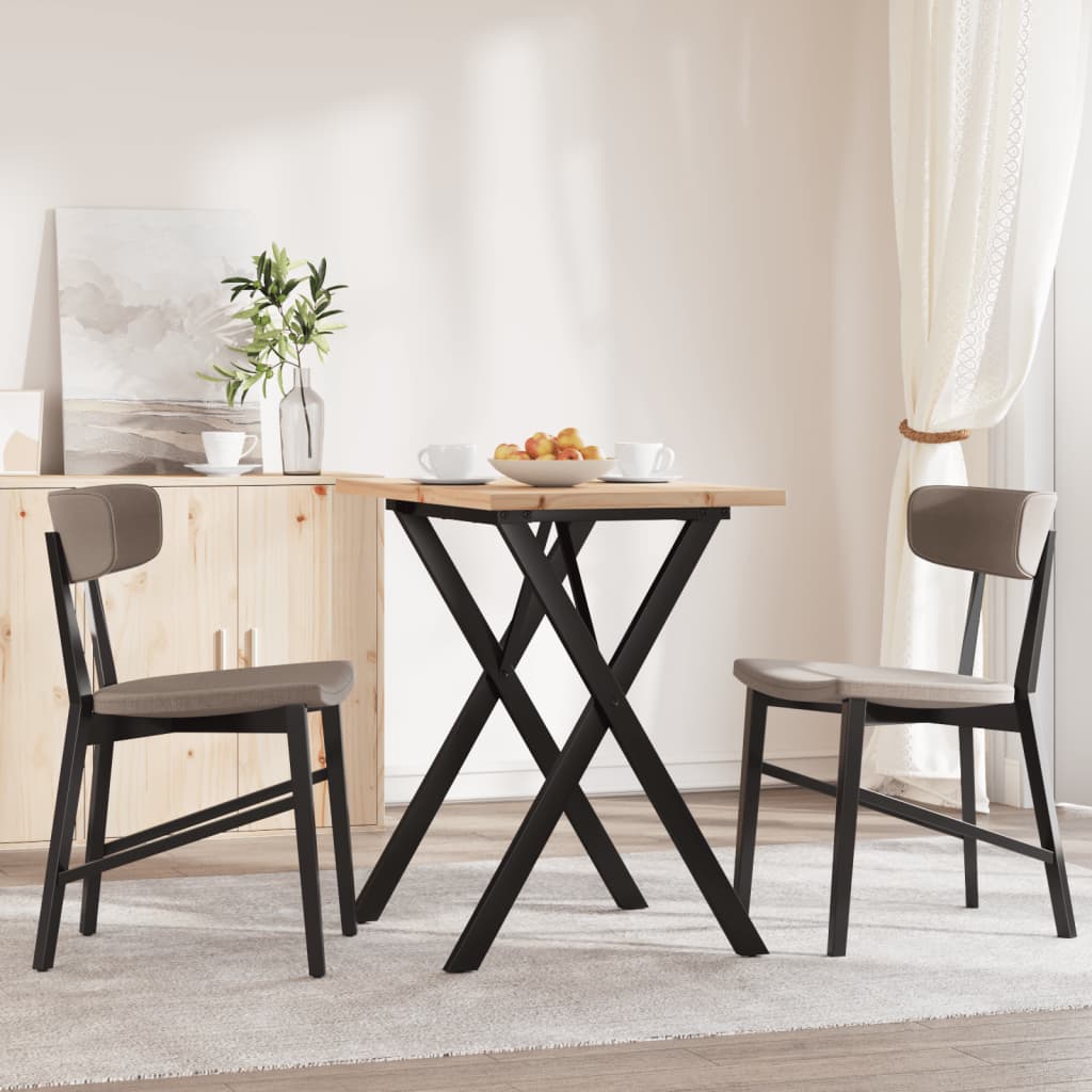 Esstisch X-Gestell 80x50x75,5 cm Massivholz Kiefer & Stahl