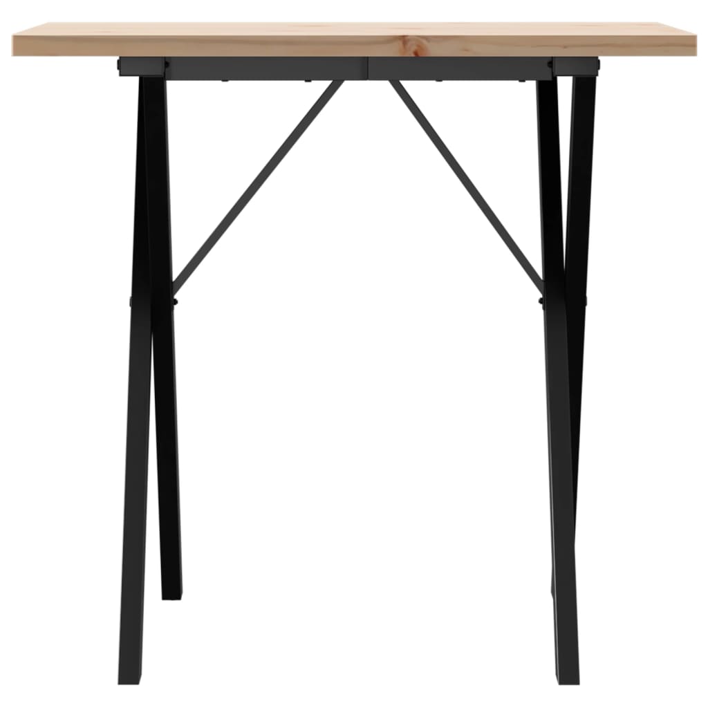 Esstisch X-Gestell 80x50x75,5 cm Massivholz Kiefer & Stahl