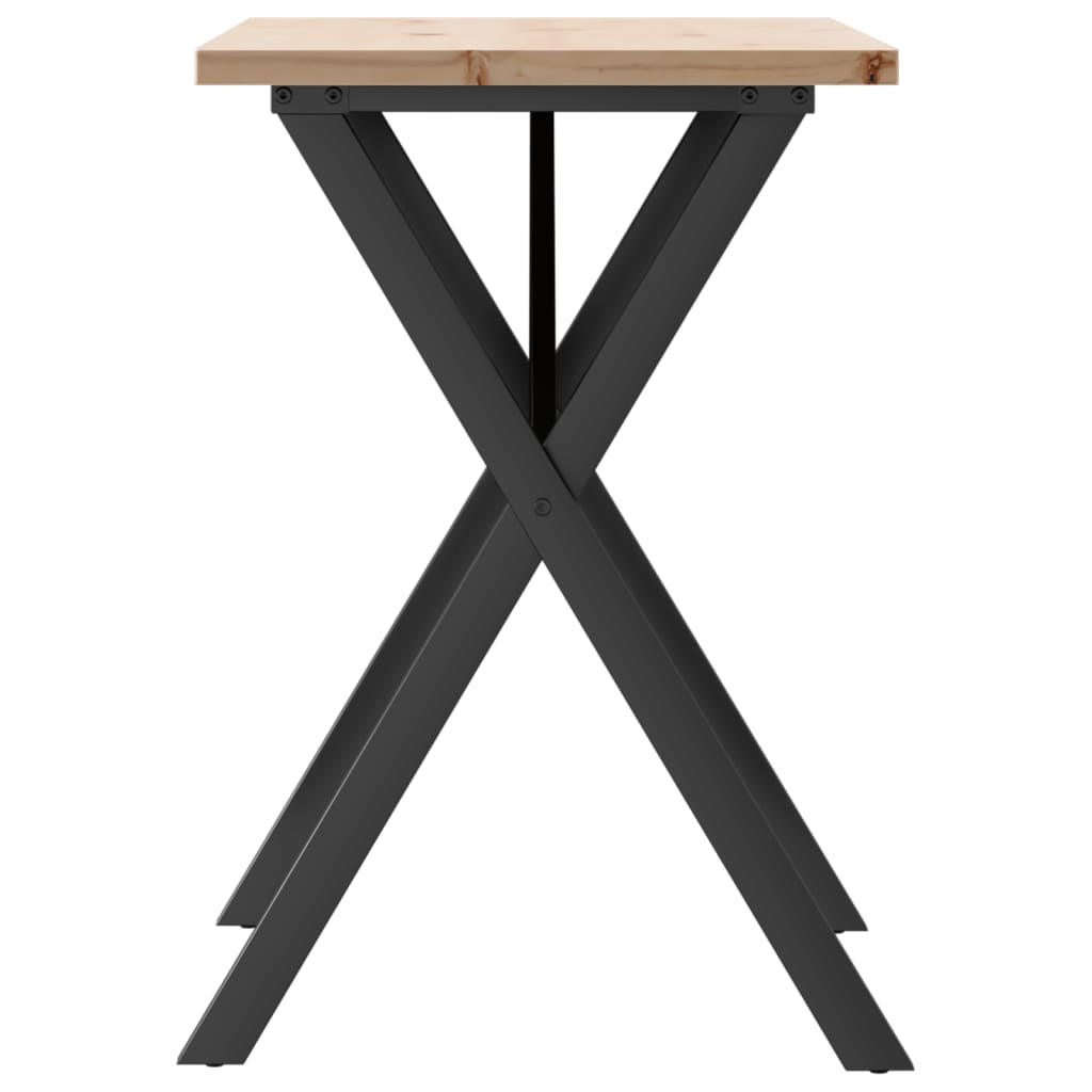 Esstisch X-Gestell 80x50x75,5 cm Massivholz Kiefer & Stahl
