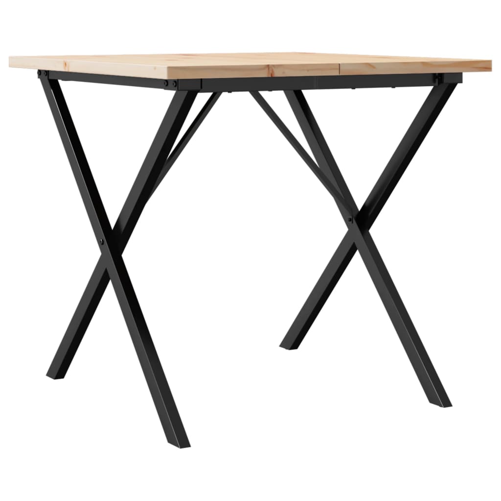 Esstisch X-Gestell 90x90x75,5 Massivholz Kiefer und Stahl