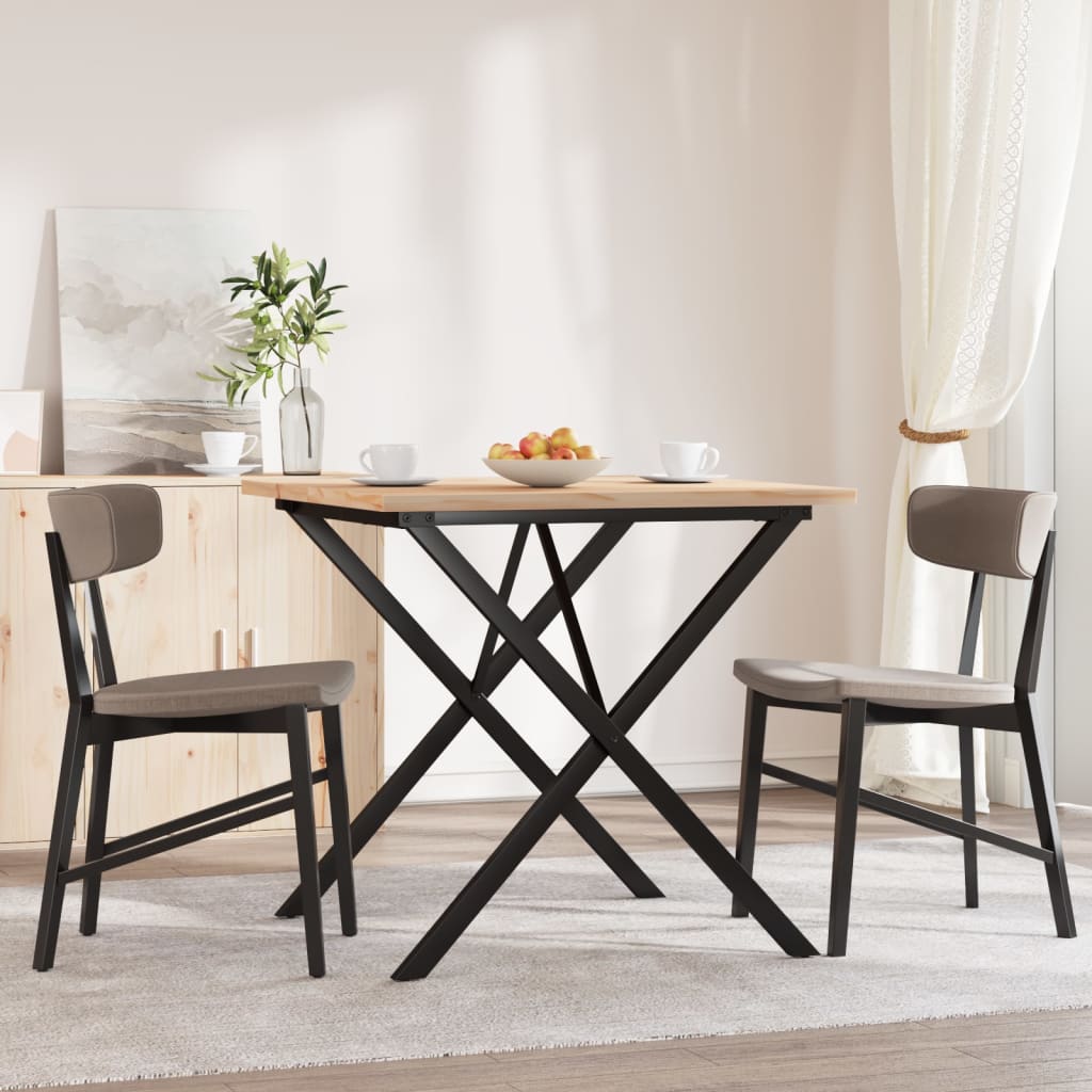 Esstisch X-Gestell 90x90x75,5 Massivholz Kiefer und Stahl