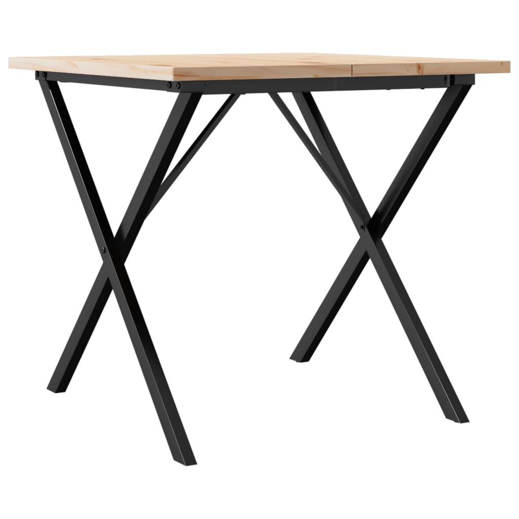 Esstisch X-Gestell 90x90x75,5 Massivholz Kiefer und Stahl