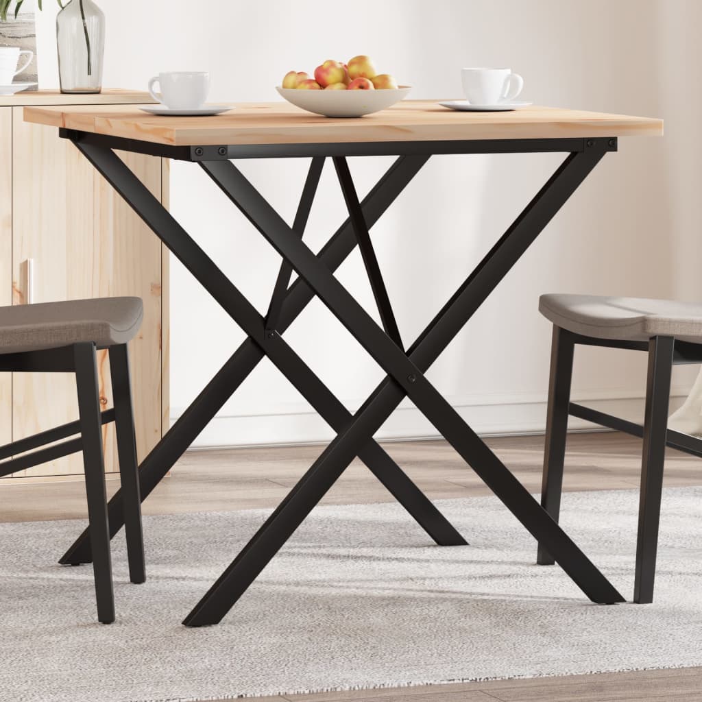 Esstisch X-Gestell 90x90x75,5 Massivholz Kiefer und Stahl